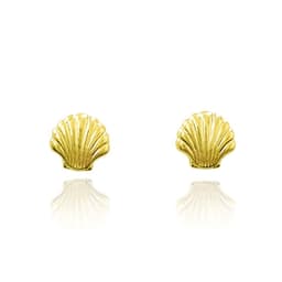 Aros Concha 7mm Enchapado Oro 18K Dorado TALLA UNICA