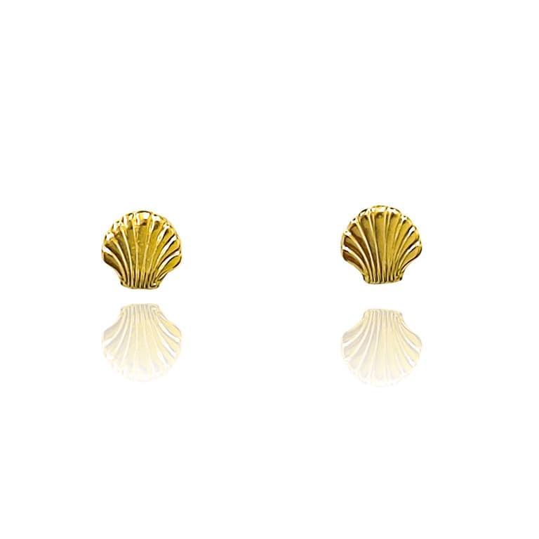 Aros Concha Mini Enchapado Oro 18K Dorado TALLA UNICA