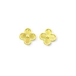 Aros Trebol Lamina Satinada Borde Enchapado Oro 18K Dorado TALLA UNICA