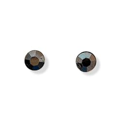 Aros Cristal Gris 5mm Plata Fina 925 Plateado TALLA UNICA