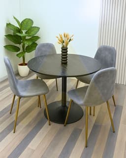 Comedor Murcia Simil Marmol 100cm - 4 puestos Gris oscuro