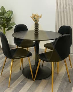 Comedor Murcia Simil Marmol 100cm - 4 puestos Negro