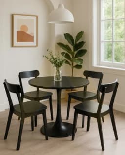 Comedor Phillipe Tulip Black 80cm - 4 puestos Negro