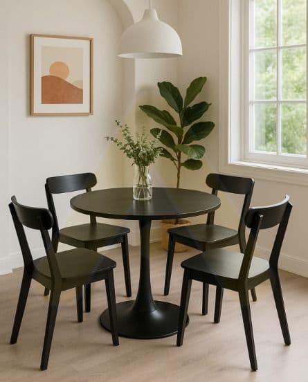 Comedor Phillipe Tulip Black 80cm - 4 puestos Negro
