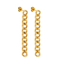 Aros Bano Oro Amarillo 18k Largos Cadena Grumet Dorado TALLA UNICA
