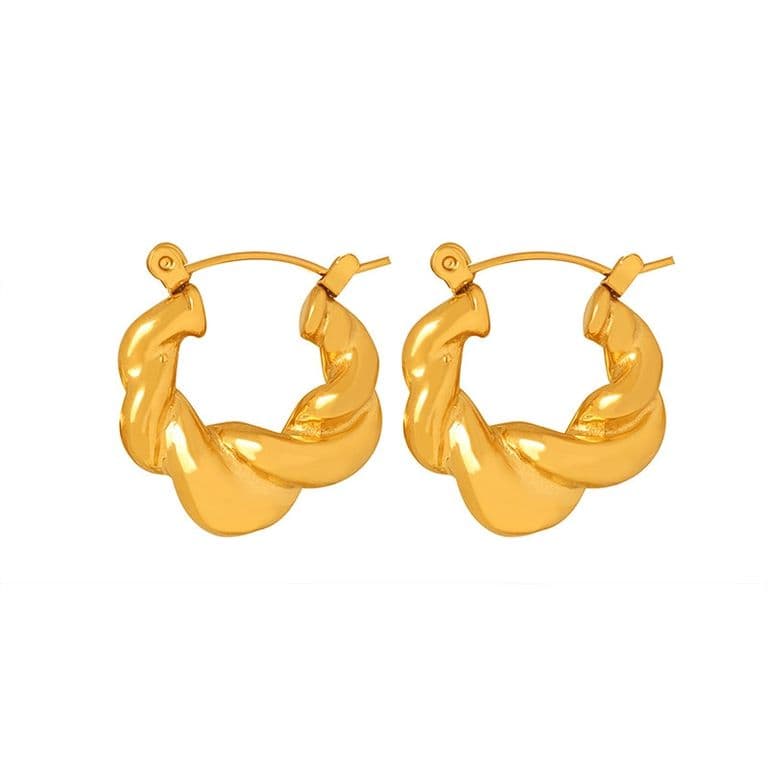Aros Bano Oro Amarillo 18k Botes Caracol Dorado TALLA UNICA