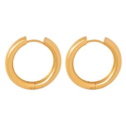 Aros Bano Oro Amarillo 18k Argollas Tubo Gru L Dorado TALLA UNICA