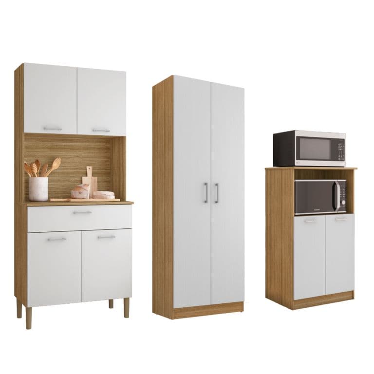 Combo mueble para microondas orion, mueble de cocina kris y alacena k020420