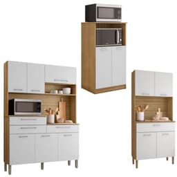 Combo Mueble para Microondas Orion, Mueble de Cocina Kris y Kit 8 Puertas Kit Orion K020408