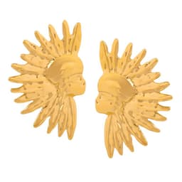 Aros Bano Oro Amarillo 18k Guerrero Indio Nativo Dorado TALLA UNICA