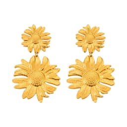 Aros Bano Oro Amarillo 18k Margaritas Dorado TALLA UNICA