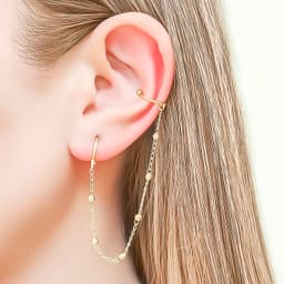 Aro Trepador Eslabon Bolita Enchapado Oro 18K Dorado TALLA UNICA