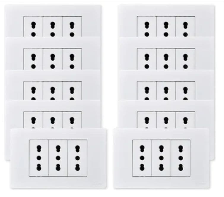 PACK 10 TOMACORRIENTE TRIPLE 10/16A 250V BLANCO