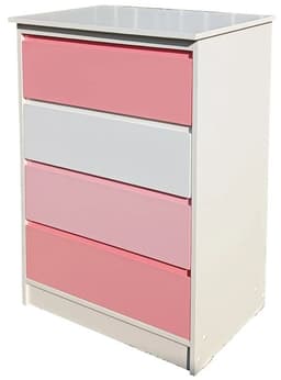 Cajonera 4 cajones Rosado - RosaPastel - Blanco - Linea Minimal