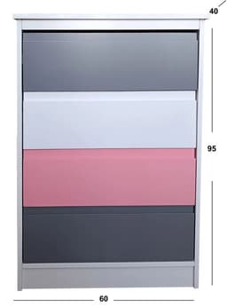Cajonera Grafito Rosado 4 cajones Minimal
