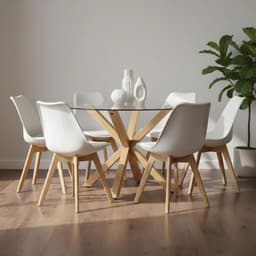Comedor Mesa Redonda Equiz 120cm + 6 Sillas Tulip Blanca Blanco