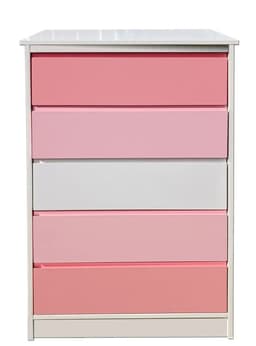 Cajonera 5 Cajones Rosado-Rosa Pastel-Blanco Modelo Minimal