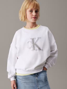 Poleron Nina Suelto Con Logo Blanco Blanco 6