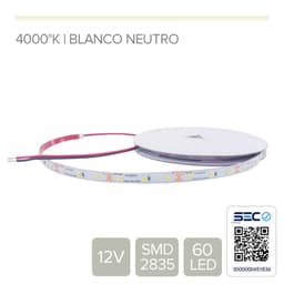 TIRA LED 12V BLANCO NEUTRO DE USO INTERIOR - (Rollo 5 mts)