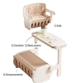 Sofa Escritorio Infantil, Multifuncion 4 En 1