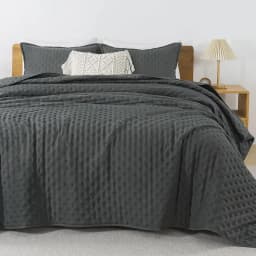 Cubrecama Quilt + Fundas De Almohada Cobertores Acolchado Gris Gris 1,5 PLAZAS