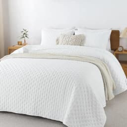 Cubrecama Quilt + Fundas De Almohada Cobertores Acolchado Blanco Blanco KING