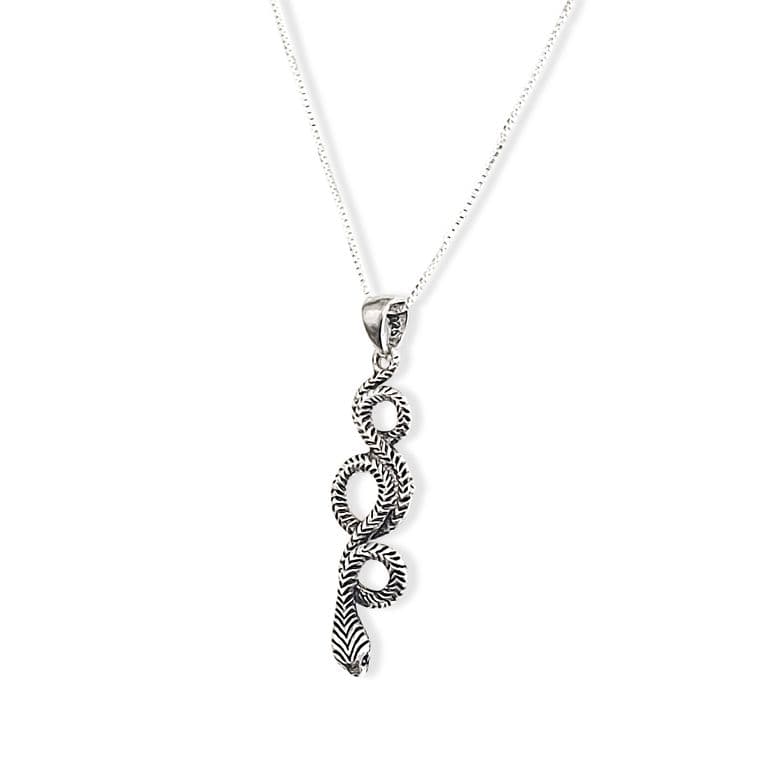 Collar Serpiente Plata Fina 925 Envejecida Plateado TALLA UNICA