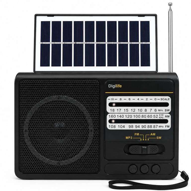 Radio Solar Recargable Multibanda AM/FM/ SW/MP3/SD/ Linterna