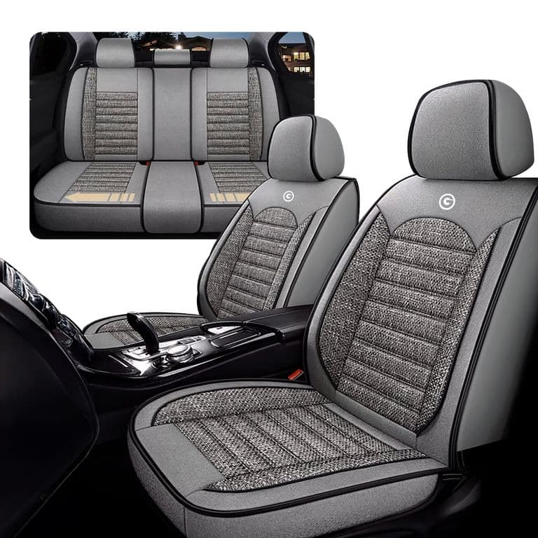 Funda Cubre Asiento Ecocuero y Lino Set 5 Asientos Luxury