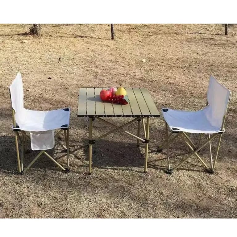 Set Comedor Camping incluye Mesa Mas 2 Sillas Plegables Reforzadas