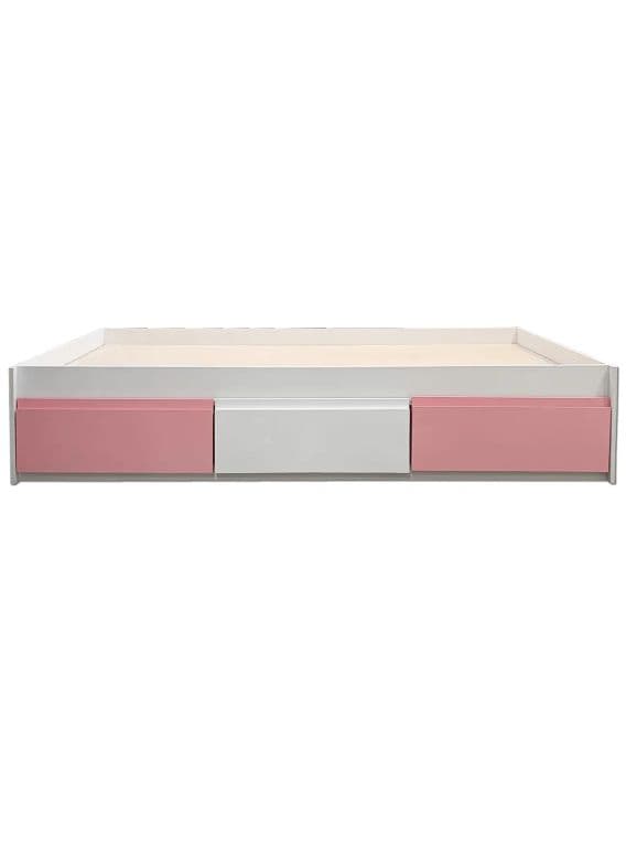 Cama Infantil/Juvenil 1.5 Plazas - Linea Minimal tres cajones Rosado-blanco-Rosado