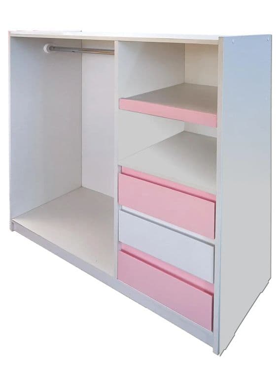 Mini Closet Montessori - Linea Minimal Rosa Pastel-Blanco-Rosa Pastel