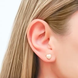 Aros Corazon Perla Sintetica 6mm Enchapado Oro 18K Blanco TALLA UNICA