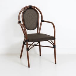 Silla Provence Parisina Rattan con reposabrazos - Cafe Oscuro Chocolate