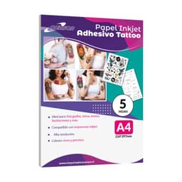 PAPEL TATUAJE TRANSPARENTE INKJET 5 HOJAS A4 - Blanco - A4