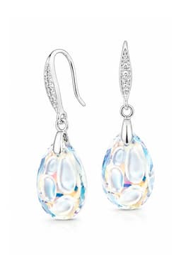 Aros Nina Plata 925 creado con cristales de Swarovski Aurora Boreal Blanco TALLA UNICA