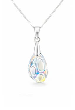 Collar Nina Plata Italiana 925 creado cristales de Swarovski Aurora Boreal Blanco TALLA UNICA
