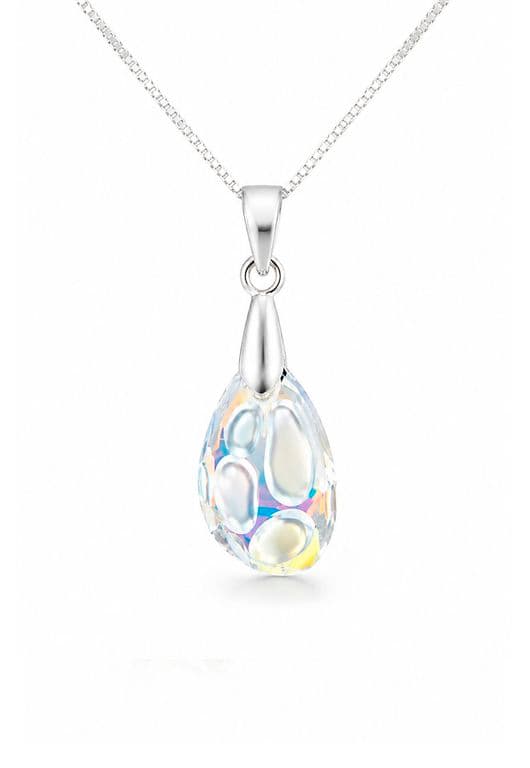 Collar Nina Plata Italiana 925 creado cristales de Swarovski Aurora Boreal Blanco TALLA UNICA