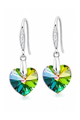 Aros Gran Romance Plata 925 creado con cristales de Swarovski Vitral Medium Verde TALLA UNICA