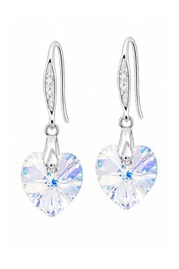 Aros Gran Romance Plata 925 creado con cristales de Swarovski Aurora Boreal Blanco TALLA UNICA