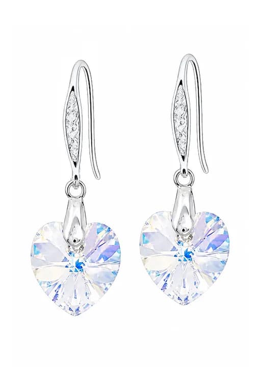 Aros Gran Romance Plata 925 creado con cristales de Swarovski Aurora Boreal Blanco TALLA UNICA