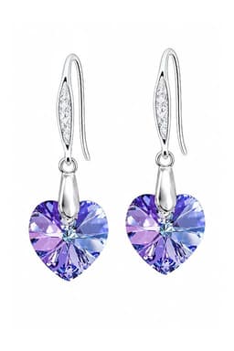 Aros Gran Romance Plata 925 creado con cristales de Swarovski Vitral light Morado TALLA UNICA