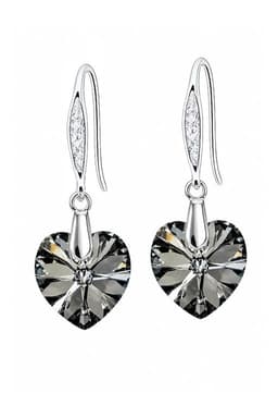 Aros Gran Romance Plata 925 creado con cristales de Swarovski Silver Night Negro TALLA UNICA