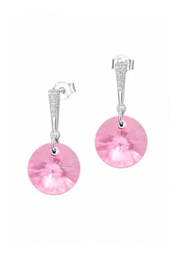 Aros Paris Plata 925 Cristal creado cristales de Swarovski Rose Rosa TALLA UNICA