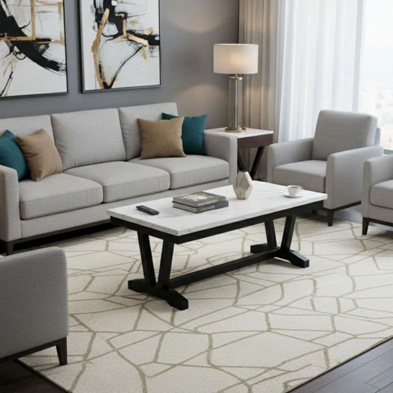 Mesa De Centro Moderna Marmol Rodeus Blanca T4931C