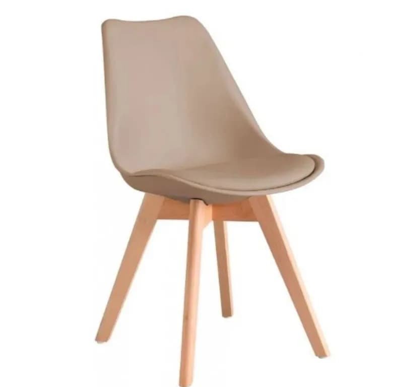 Silla de comedor acolchada Tulip Beige