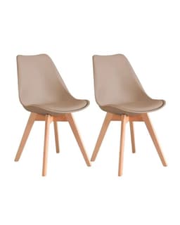 Pack de 2 sillas de comedor acolchada Tulip Beige