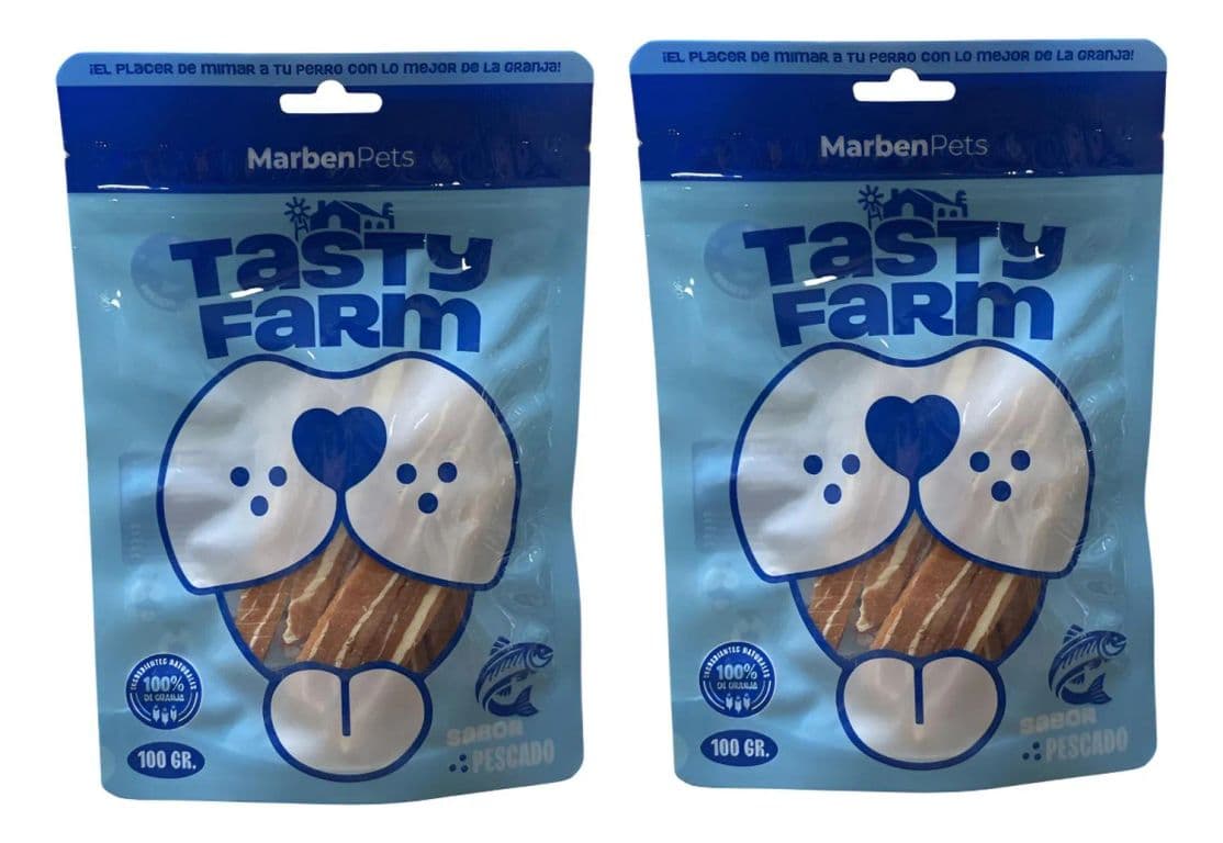 Snack Premium Seco Tasty Farm Para Perros 100g - Pack 2 - Azul
