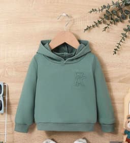 Hoodie verde menta con bordado de oso para chicos Verde 9-12 MESES