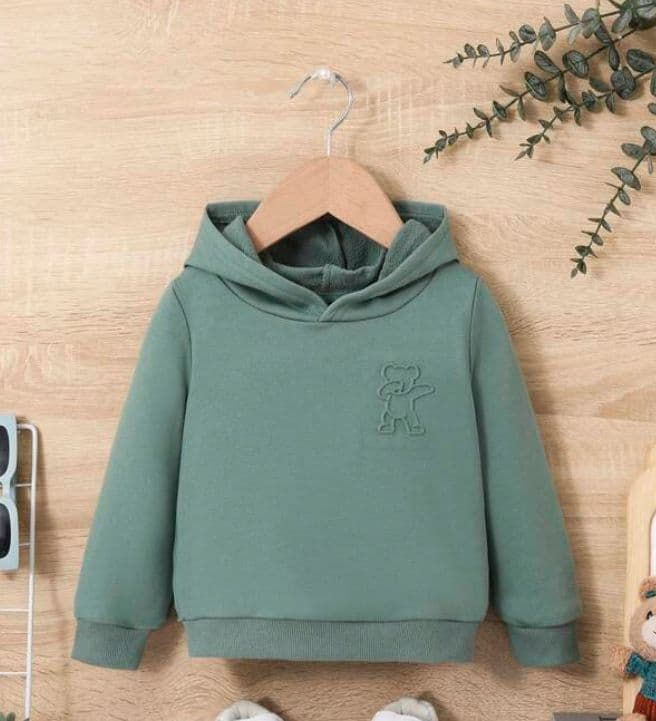 Hoodie verde menta con bordado de oso para chicos Verde 9-12 MESES
